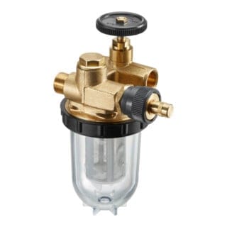 Oventrop Oilpur E A R Heizölfilter mit Rücklaufzuführung DN 10 Innengewinde und Außengewinde, Entlüftungsventil, Nickel