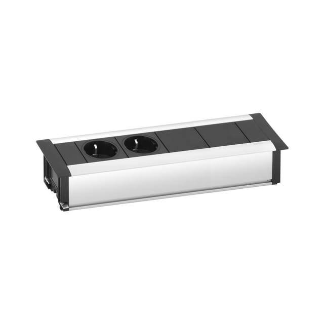 Evoline - Frame-Dock Data Steckdosenleiste 2-fach mit 2 freien Modulplätzen Alu