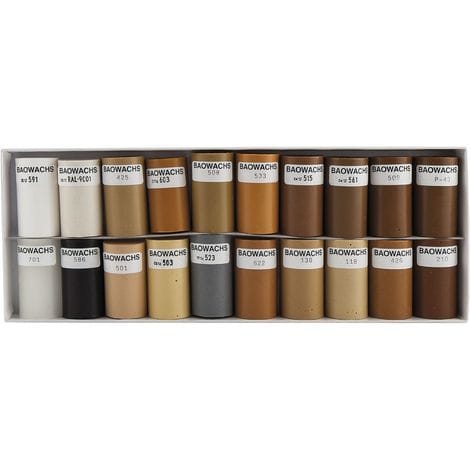 Weichwachs Halbstangen 20 Farben, Holzkitt, Holzwachs, Parkett, Laminat - BAO
