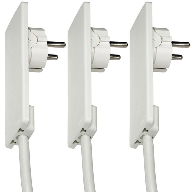 Evoline - Plug-Schukostecker, nur 5 mm Höhe im eingesteckten Zustand, Kunststoff weiß 3 Stk