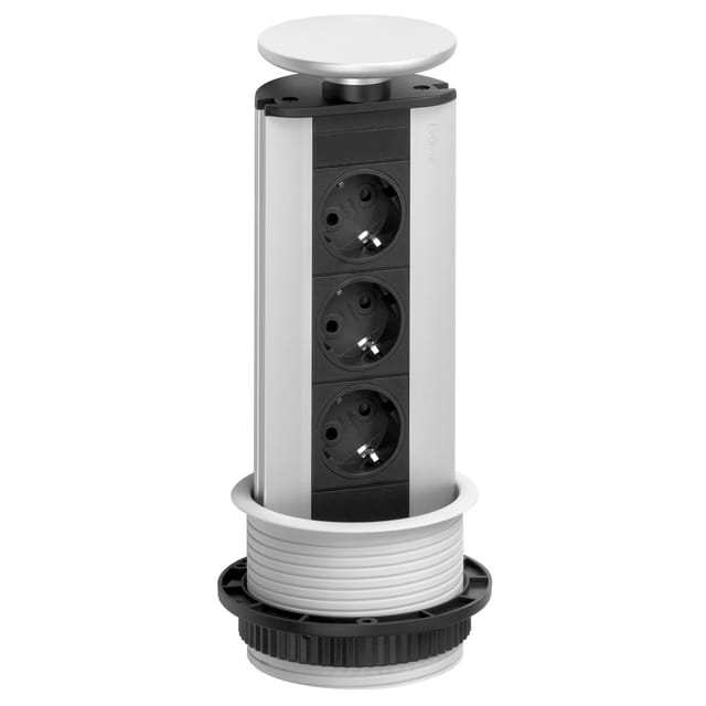 Evoline - Power Port 3-fach Steckdosenleiste Schwarz-Silber