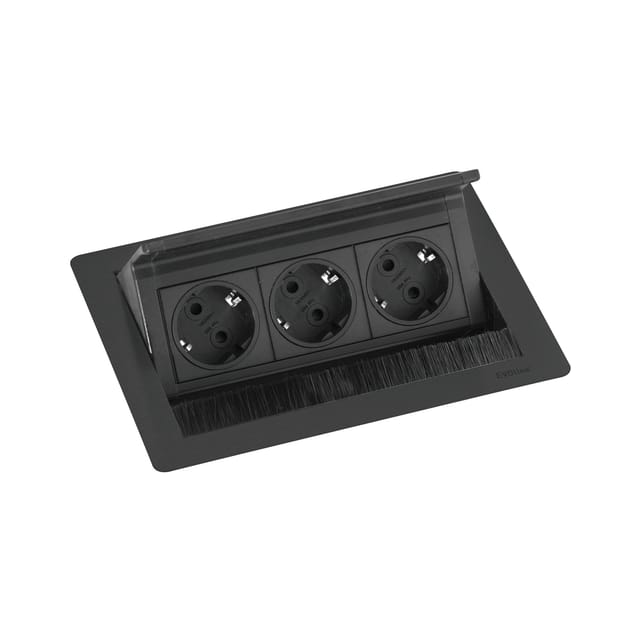 Schulte - Evoline Flip Top Push s Einbausteckdose 3-fach, 230V - 3500W, schwarz