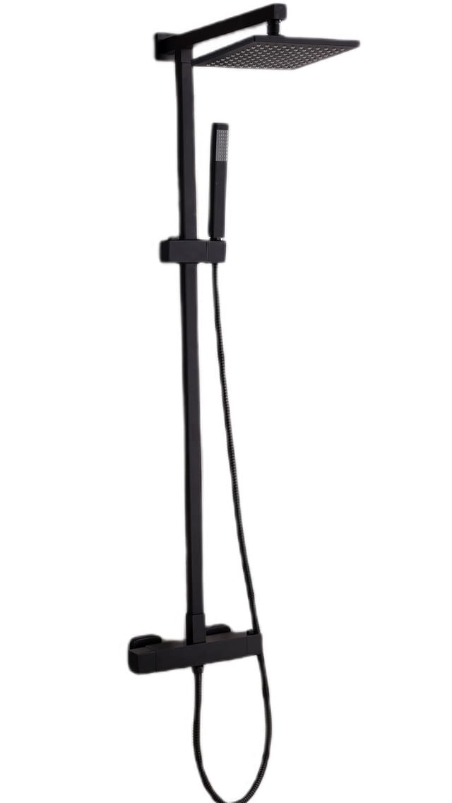 Duschsystem Bernstein SEDAL-Thermostat 8921B Basic Schwarz mit Edelstahl-Duschkopf 30x30cm
