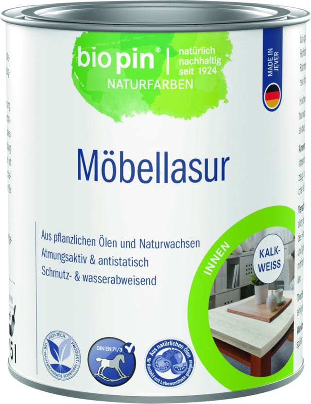 Biopin Möbellasur 750 ml kalkweiß Holzlasur