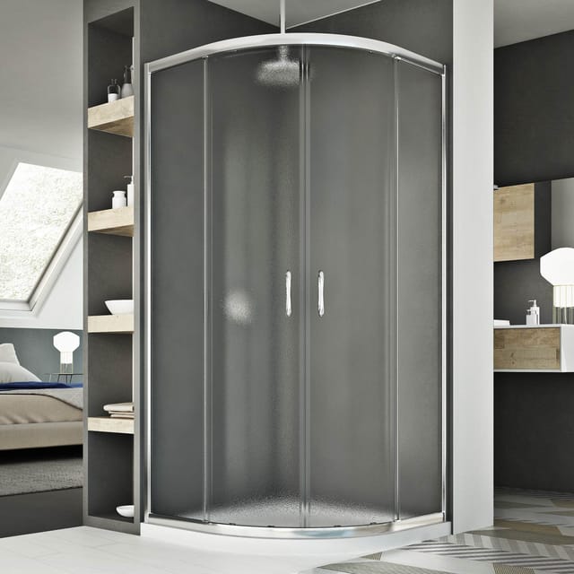 Duschkabine halbrund Strukturglas h 185 mod. Junior 70x90 cm