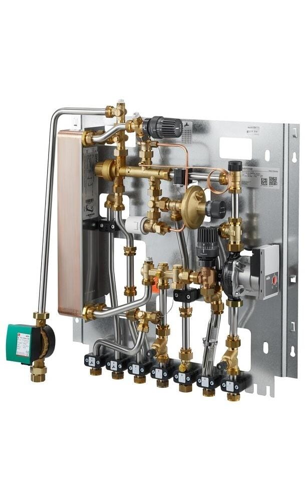 Regudis w-htf Wohnungsstation gemischter Heizkreis 17 l/min, Wärmetauscher Kupfer., Trinkwasserzirkulationsleitung - Oventrop