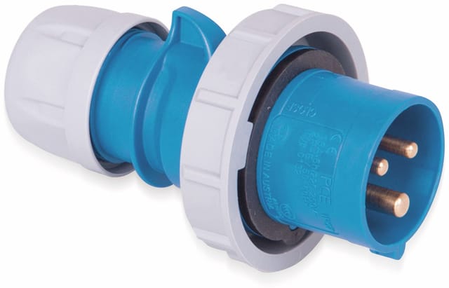 CEE-Stecker Shark IP67, 3-polig, 230V, 16A - blau/grau - Schraubanschluss