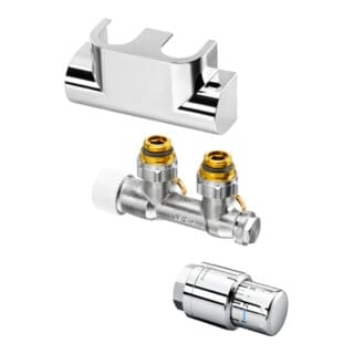 Oventrop - Anschluss-Set für Badheizkörper Multiblock T/Uni sh, Eckausführung, Edelstahl-Design
