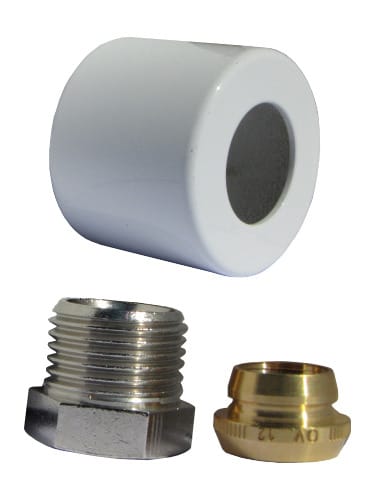 Oventrop Klemmringverschraubungs-Set für Baureihe E, 1/2" x15mm, Weiß
