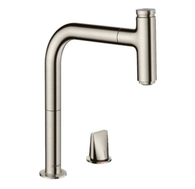 M71 - Spültischarmatur M5119-H200 mit ausziehbarer Geschirrbrause, 2-Loch Montage, sBOX, Edelstahl 73804800 - Hansgrohe