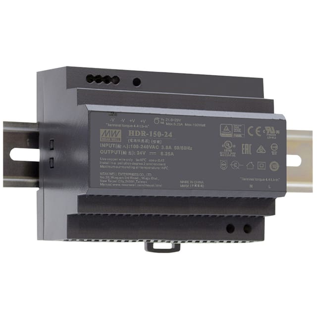Mean Well HDR-150-24 Hutschienen-Netzteil (DIN-Rail) 24 V/DC 150 W Anzahl Ausgänge:1 x Inhalt 1 S