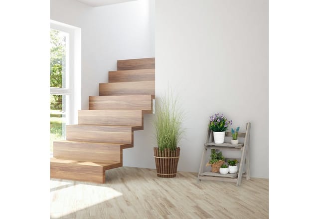 Relaxdays Blumentreppe, 2-stufig, Blumenleiter Holz, klappbar, Leiterregal für Pflanzen, HBT: 51,5 x 41 x 24 cm, grau