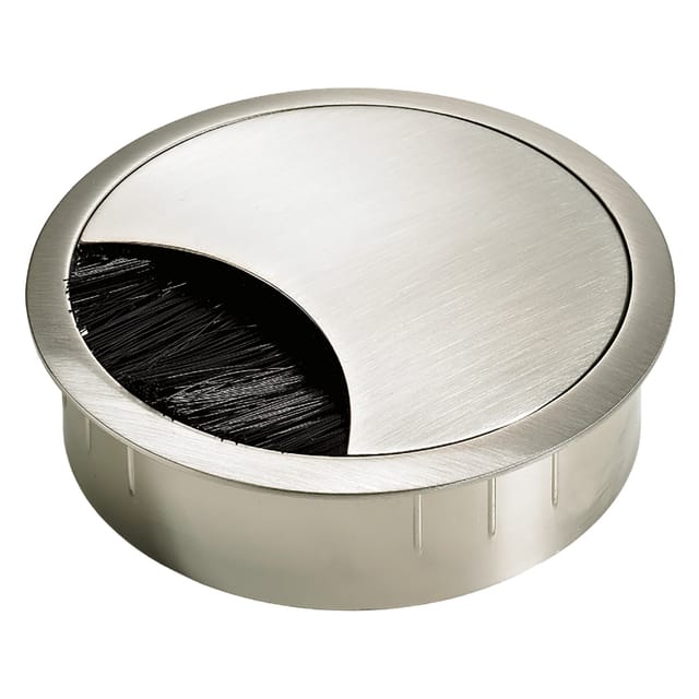 Hettich - Kabeldurchlass mit Bürste, ø 60 mm, Metall, Edelstahl-Finish