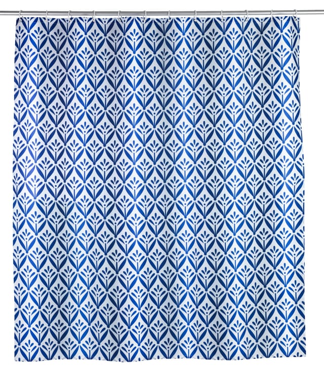 WENKO Duschvorhang Lorca, Textil (Polyester), 180 x 200 cm, waschbar, Blau, Polyester mehrfarbig
