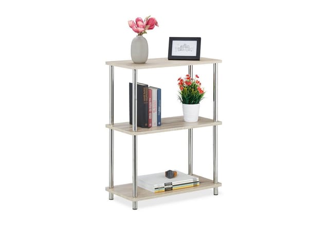 Relaxdays - 3 Ebenen Regal, niedriges Küchenregal, multifunktional, offen, MDF/Metall, Standregal hbt: 76x60x30 cm, natur