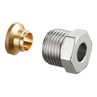 Ofix ce Klemmringverschraubung, für Innengewinde 3/8' x 10mm, für Kupferrohrechts, vernickelt - Oventrop