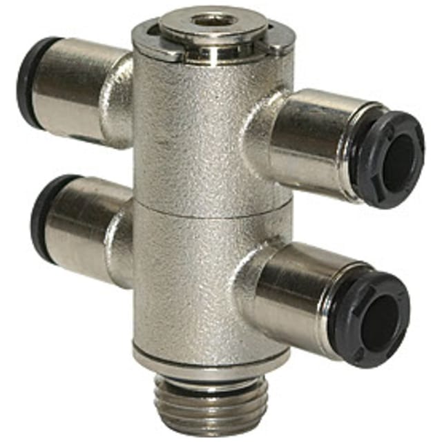Riegler - T-Mehrfachverteiler 4-fach »click-clock«, drehbar, g 1/8 a. ø 4mm