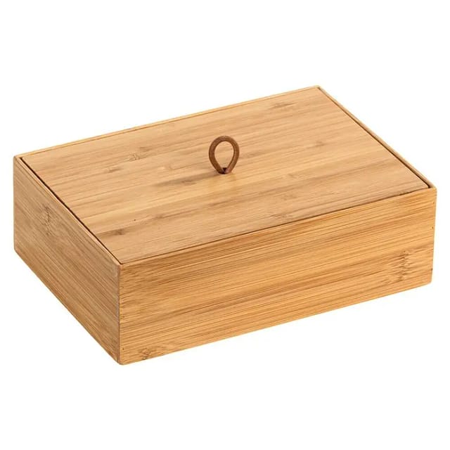 Bambus Box Terra l mit Deckel, mit praktischer Schlaufe, Braun, Bambus natur - braun - Wenko