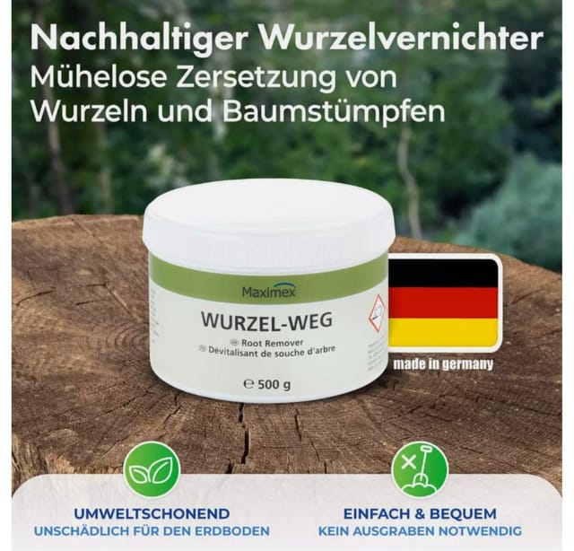 Maximex Wurzel-weg 500 g, Granulat zum Entfernen von Baumstümpfen, Grün, dunkelblau, Polypropylen weiß - grün