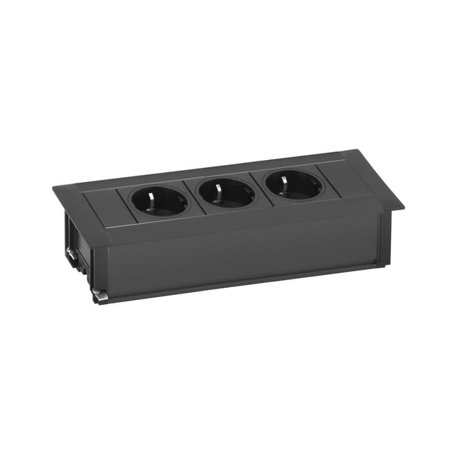 Evoline Frame-Dock Einbau Steckdosenleiste 3-fach Schukosteckdose schwarz