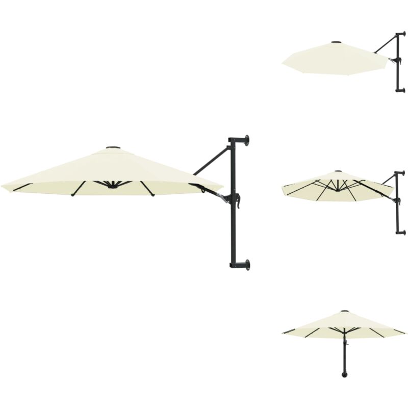 Sonnenschirm zur Wandmontage mit Metall-Mast 300 cm Sandweiß - Wand Sonnenschirm - Sonnen Scherm Wandmontage - Sonnenschirm Beige - Outdoor