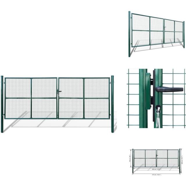 Gartentor 415x200 cm / 400x150 cm - Gartentor - Zaun - Doppeltore - Metalltor - Stahltür