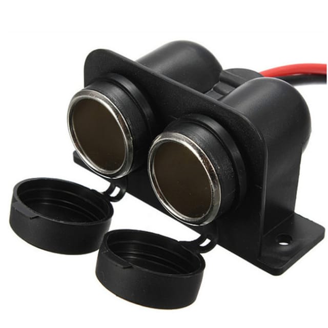 Cyslmuk - Zigarettenanzünder-Steckdose, wasserdichte Doppelloch-Zigarettenanzünder-Steckdose in Marinequalität, 12 V/24 v Gleichstrom, Steckdose für