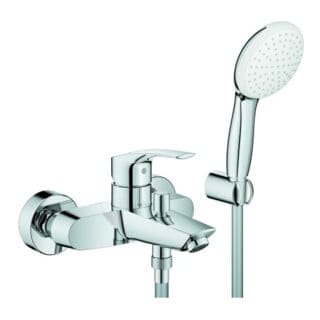 Wannen-Einhebelmischer Eurosmart 1/2', m Brausegarnitur, Wandmontage, chrom - Grohe
