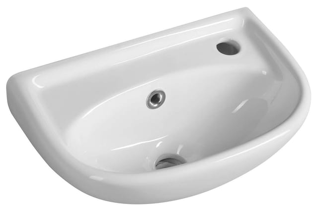 Aqualine - Small - Handwaschbecken 39x25 cm, mit Überlauf, Hahnloch rechts, weiß 4000
