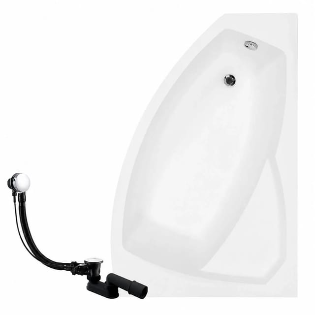 Badland - Badewanne Eckbadewanne 160x100 Rechts + Kopfstütze, Ablaufgarnitur & Füßen gratis - Komplettset 4in1 - Made in eu rima