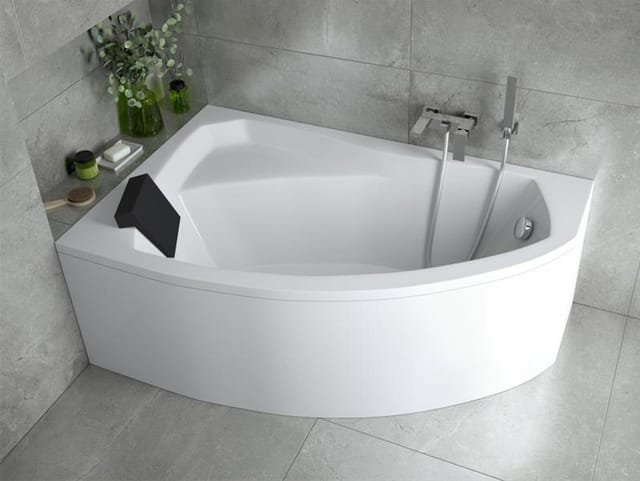 Badland - Badewanne Eckbadewanne 130x85 Links mit AcrylSchürze + Kopfstütze, Ablaufgarnitur & Füßen gratis - Komplettset 5in1 - Made in eu rima
