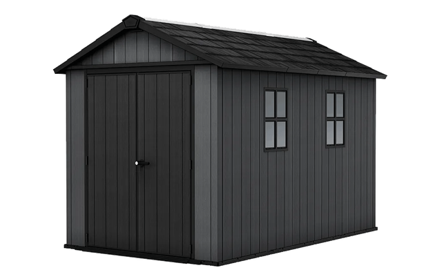 Newton 7511 Gartenhaus - 350x230x246cm - Satteldach - Kunststoff - Grau - Natürlicher Holzlook - 15 Jahre Herstellergarantie - Keter