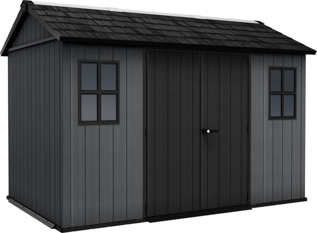 Newton 1175 Gartenhaus - 230x350x246cm - Satteldach - Kunststoff - Grau - Natürlicher Holzlook - 15 Jahre Herstellergarantie - Keter