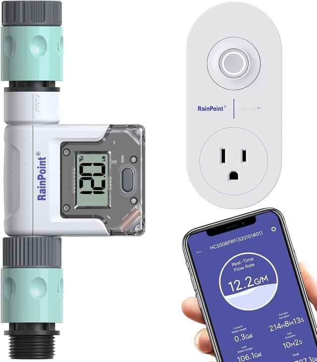 Rainpoint Wlan-wasserdurchflussmesser, Intelligentes Messgerät Mit 4 Modi, Misst Den Gpm-verbrauch, Für Die Schlauchbewässerung Im Freien, Befüllung Des Wohnmobil-pooltanks Ohne Gateway