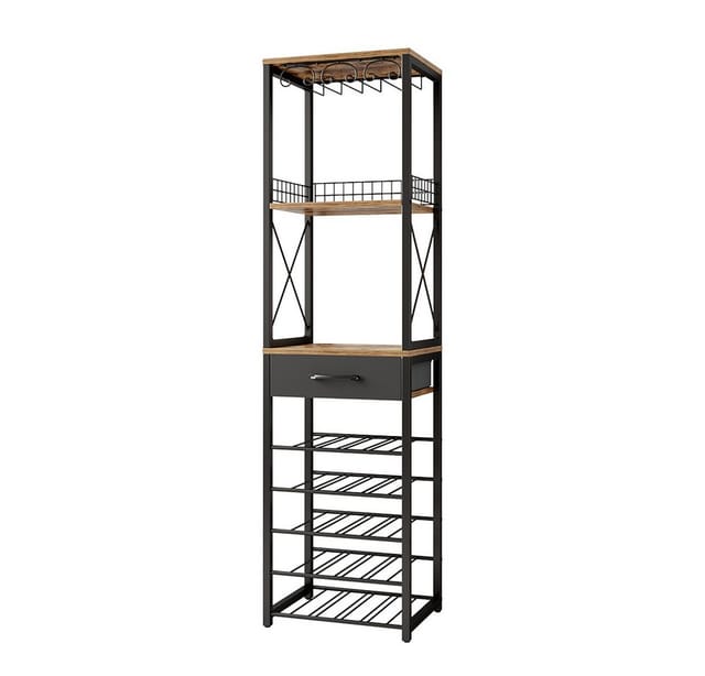 Vicco - Weinregal Porto, Eiche rustikal, 40 x 147.5 cm mit Schublade