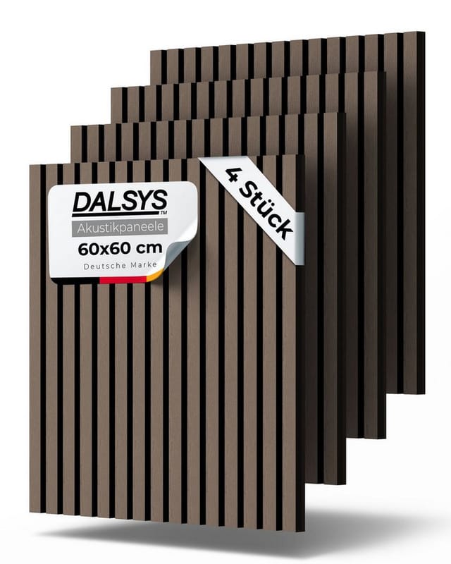 Akustikpaneele Holz - 60x60cm, 4 Stück, Walnuss - Dalsys