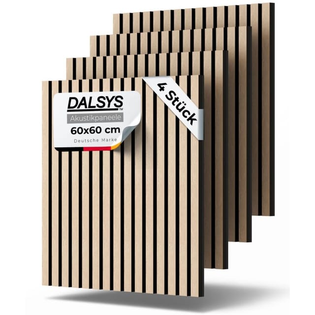 Dalsys - Akustikpaneele Holz - 60x60cm, 4 Stück, Eiche hell