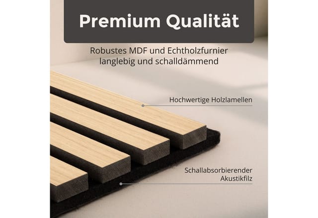 Dalsys Akustikpaneele Holz - 120x60cm, 4 Stück, Eiche hell