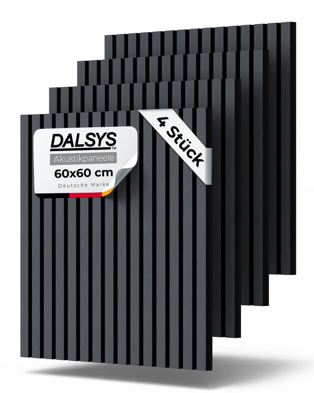 Dalsys - Akustikpaneele Holz - 60x60cm, 4 Stück, Eiche Schwarz