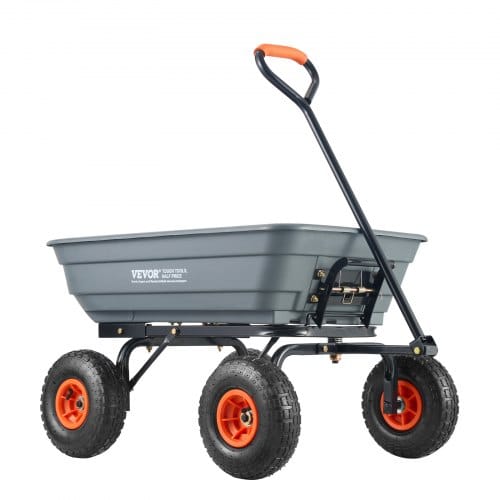 Transportwagen, Gartenkarre Mit Leicht Zu Montierendem Stahlrahmen, Gartenwagen Mit Umwandelbarem 2-in-1-griff, Mehrzweck-schubkarre Mit 270 Kg Tragkraft, 25,4 Cm Reifen