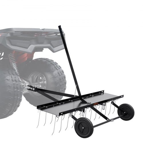 Vertikutierer, 1219 Mm Vertikutierer Mit 24 Federstahlzinken, Rasenvertikutierer Für Atv Oder Mäher, Rasenrechen Mit Hebebügel Für Den Garten, Bauernhof, Gras