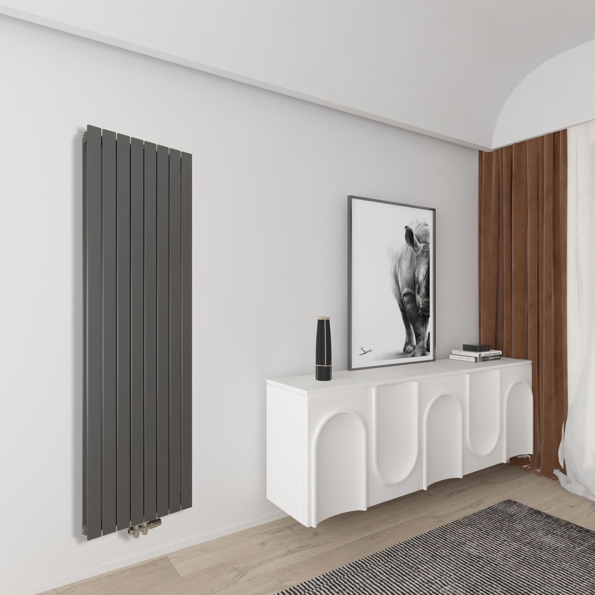 Aica Badheizkörper Mittelanschluss Design Heizkörper Handtuchheizkörper Handtuchwärmer Flachheizkörper 1800x602mm Anthrazit Doppellagig