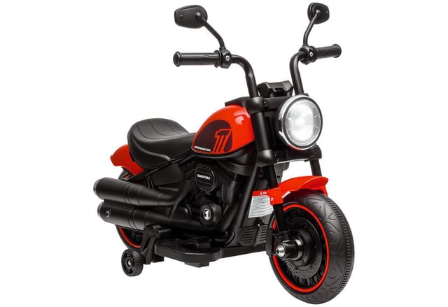 Homcom - Kindermotorrad Kinder Elektro-motorrad Elektrofahrzeug Kinderfahrzeug Mit 2 Abnehmbaren Stützrädern, 3 Km/h, Für 1,5-3 Jahre Kinder Rot 76 X 42 X 57 Cm
