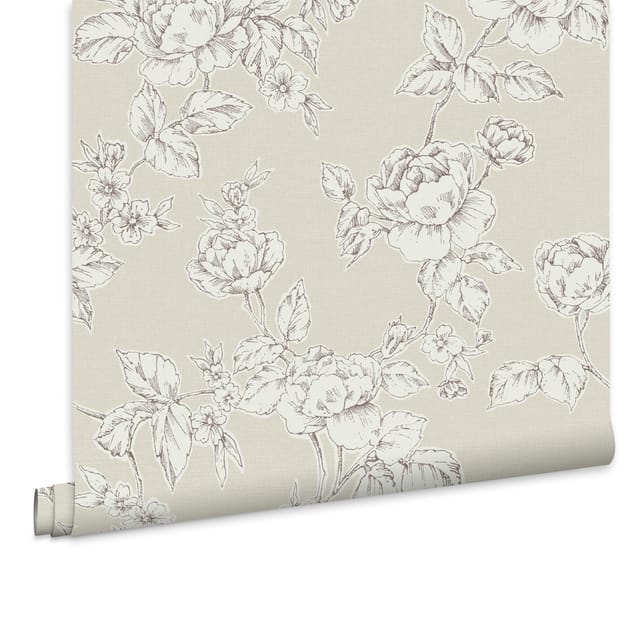 Laura Ashley - Pollington Roses Vliestapete Naturel 10mx52cm