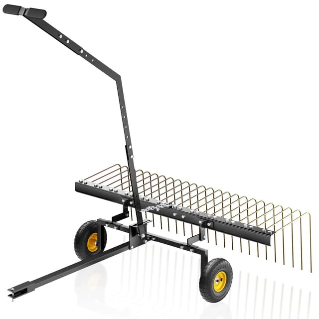 Wiltec Rasentraktor Rechen mit 148 cm Arbeitsbreite, Rasenlüfter zum Entmoosen und Laubrechen auf Rasen, Vertikutierer für Aufsitzmäher, ATV und UTV