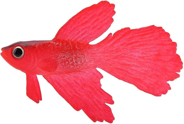 Aquarium-Dekoration, lustiger Fisch, künstlicher Silikon-Kleinfisch, Ornament für Fische (roter Betta-Fisch) - Sollbry