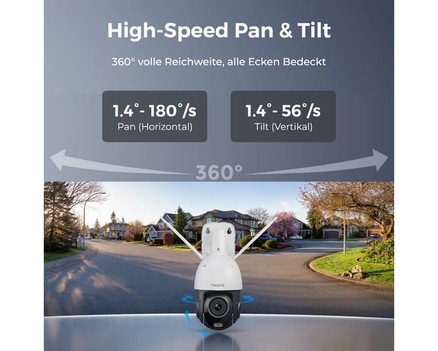 4K 8MP ptz 2,4/5 GHz Dualband WiFi 6 Überwachungskamera, 5X Optischem Zoom, 360° Abdeckung mit Auto-Tracking, Farbnachtsicht,Intelligente Erkennung,