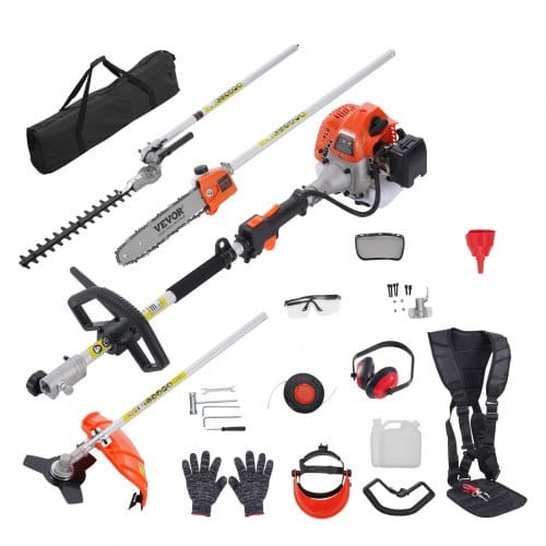 Vevor - 26cc 5-in-1 Multifunktions-heckentrimmer, Benzin-heckenschere, Unkrautvernichter, Fadentrimmer, Kantenschneider, Hochentaster, Kettensäge, Gartenschere Mit Verlängerungsstange