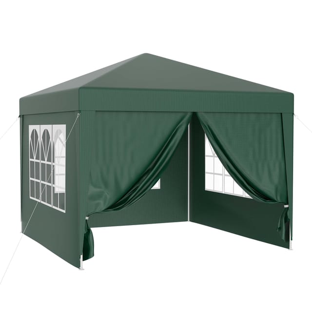 Pavillon 3 x 3 m in Grün mit UV-Schutz 50+, Gartenpavillon mit abnehmbaren Seiten, Partyzelt mit Fenstern für z. b. Terrasse und Festival - Wiltec