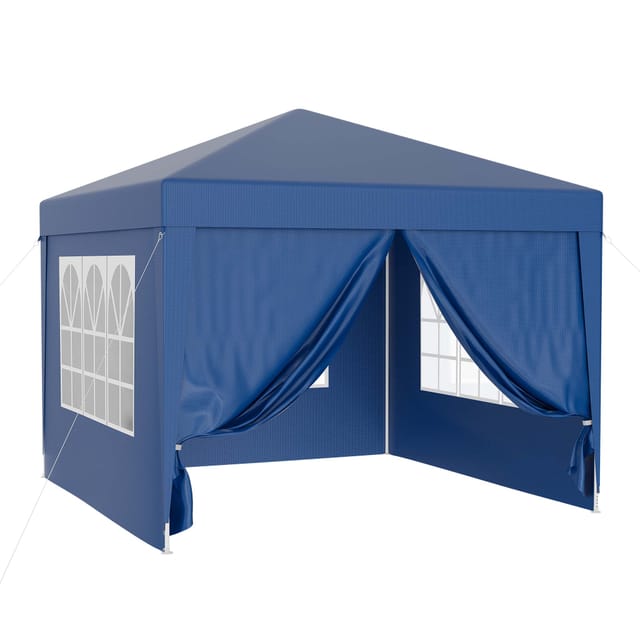 Pavillon 3 x 3 m in Blau mit UV-Schutz 50+, Gartenpavillon mit abnehmbaren Seiten, Partyzelt mit Fenstern für z. b. Terrasse und Festival - Wiltec